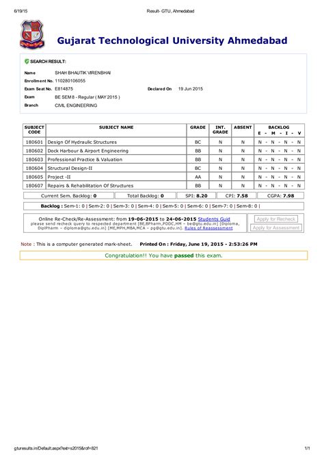 old gtu result|gtu result analysis.